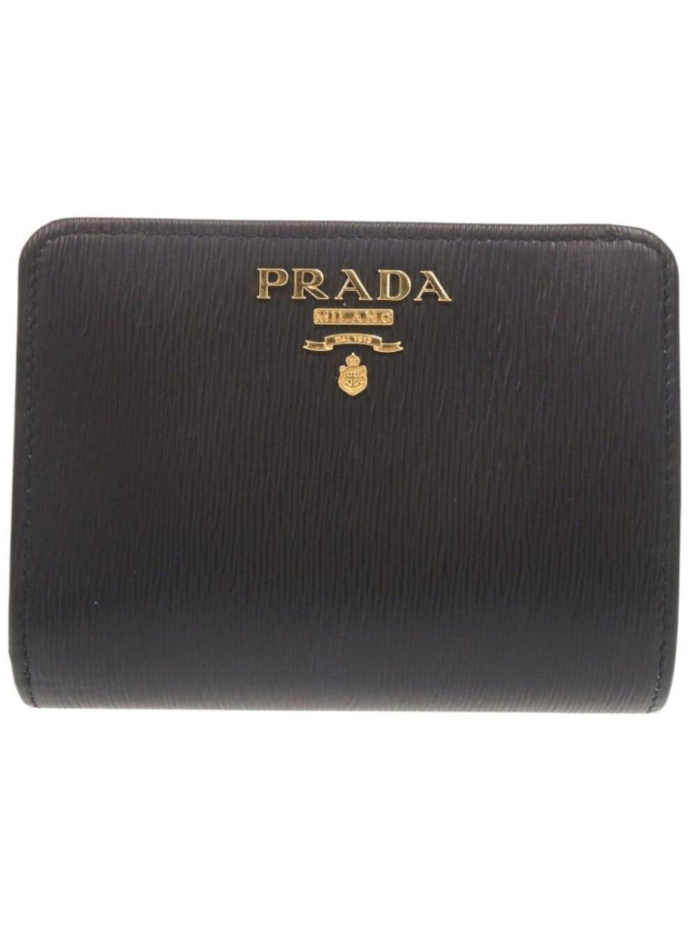 Prada Logo Vitello Move Leather Black Bifold Wallet